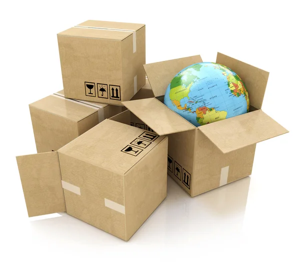 Globala logistik, sjöfart och världen leverans business conce Royaltyfria Stockbilder