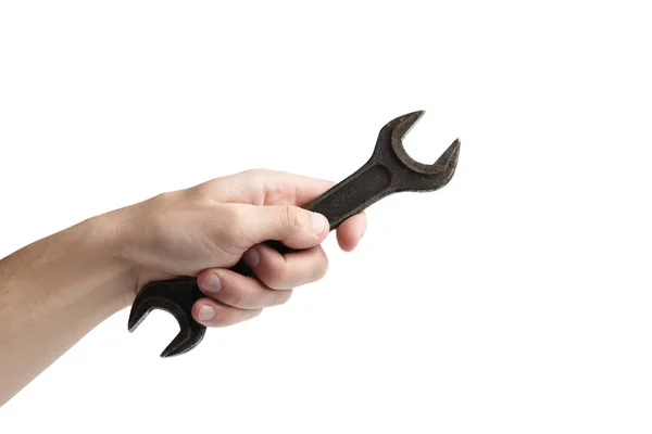 Hand houden spanner gereedschap in de hand — Stockfoto