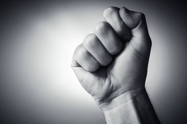 clenched fist held in protest