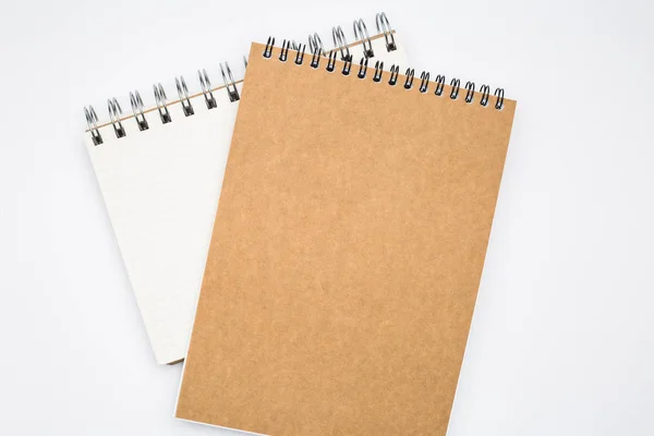 Dos Cuadernos Acostados Una Mesa Blanca Concepto Oficina — Foto de Stock