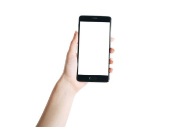 Akıllı telefon beyaz renkte izole edilmiş.