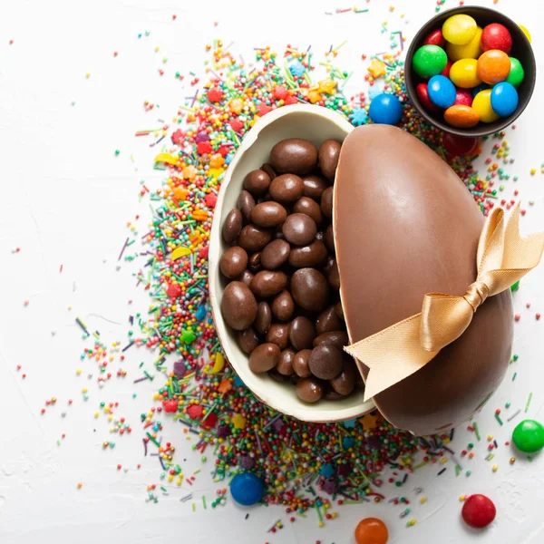 easter chocolate eggs with colorful candies