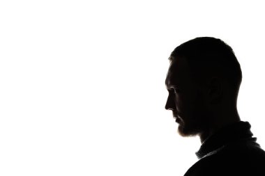 portrait of a man side view, effect of backlight,