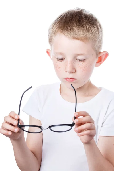 Child in glasses isolated on white background — Stock Photo, Image