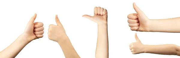 Hands show thumb up on a white isolated background — Stock Photo, Image