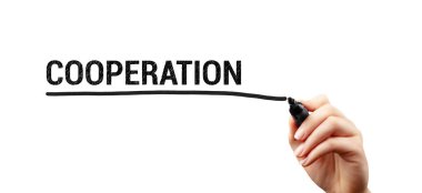 Siyah kalemli el ve kelime işbirliği