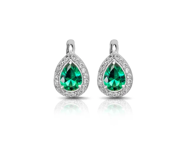 Jewelry. Earrings with emerald — Stock Photo, Image