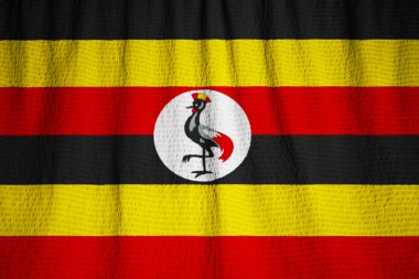Closeup rüzgarda karıştırdı Uganda bayrağı, Uganda bayrağı