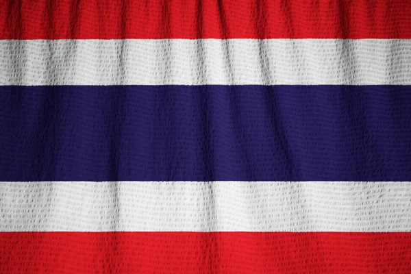 Closeup of Ruffled Thailand Flag, Thailand Flag Blowing in Wind