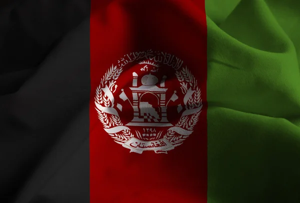 Closeup of Ruffled Afghanistan Flag, Afghanistan Flag Blowing in Wind — Stock Photo, Image