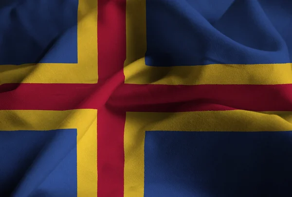 Closeup of Ruffled Aland Flag, Aland Flag Blowing in Wind — Stock Photo, Image