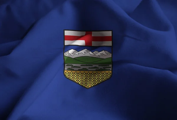 Primer plano de la bandera de Alberta con volantes, bandera de Alberta soplando en el viento — Foto de Stock