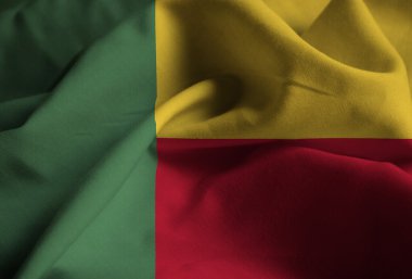 Closeup rüzgarda karıştırdı Benin bayrağı Benin bayrağı
