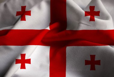 Closeup karıştırdı Georgia bayrağının, Georgia rüzgarda Flag