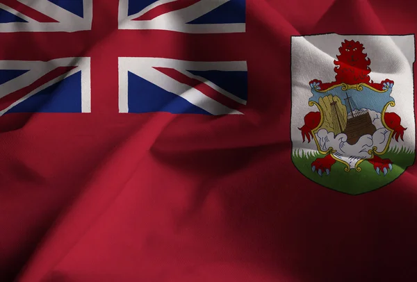 Closeup of Ruffled Bermuda Bandeira, Bandeira das Bermudas Soprando no Vento — Fotografia de Stock
