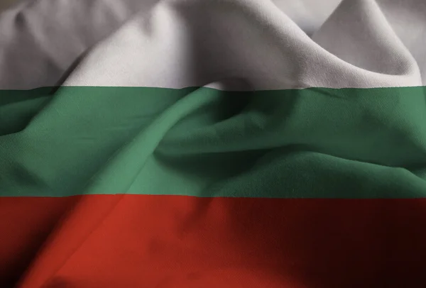 Closeup of Ruffled Bulgaria Flag, Bulgaria Flag Blowing in Wind