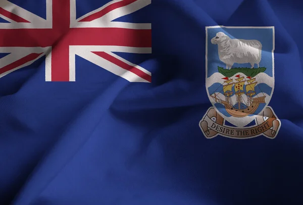 Close-up van gegolfde Falklandeilanden vlag, de vlag van de Falklandeilanden — Stockfoto