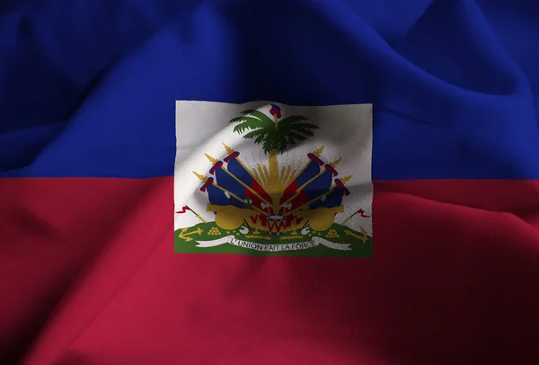 Closeup of Ruffled Haiti Bandeira, Bandeira do Haiti soprando no vento — Fotografia de Stock