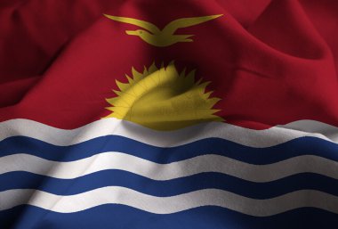 Bir closeup karıştırdı kiribati bayrak, bayrak kiribati esen rüzgar