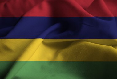Ruffled Mauritius Bayrağının Kapanışı, Mauritius Rüzgarda Dalgalanan Bayrak