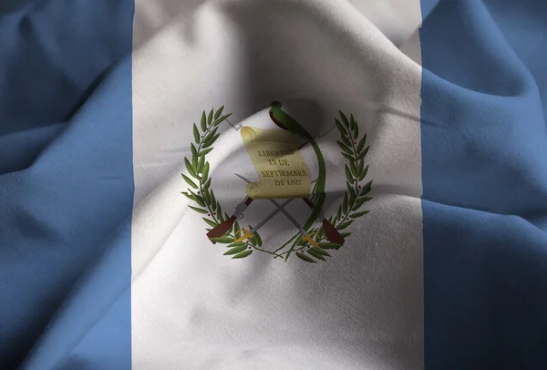 Closeup της σημαίας σημαία της Γουατεμάλας αναστατωμένα Γουατεμάλα πνέει στον άνεμο — Φωτογραφία Αρχείου