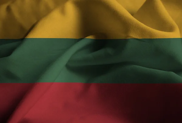 Closeup of Ruffled Lithuania Bandeira, Lituânia Bandeira Blowing in Wind — Fotografia de Stock