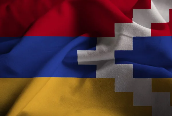 Close-up van gegolfde Nagorno-Karabach vlag, vlag van Nagorno Karabach — Stockfoto