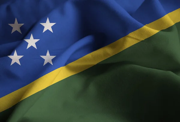 Closeup of Ruffled Solomon Islands Flag, Solomon Islands Flag — Stock Photo, Image