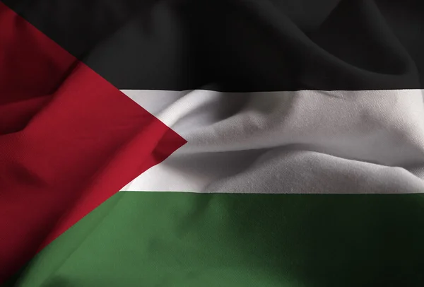 Primer plano de la bandera palestina con volantes, bandera palestina — Foto de Stock