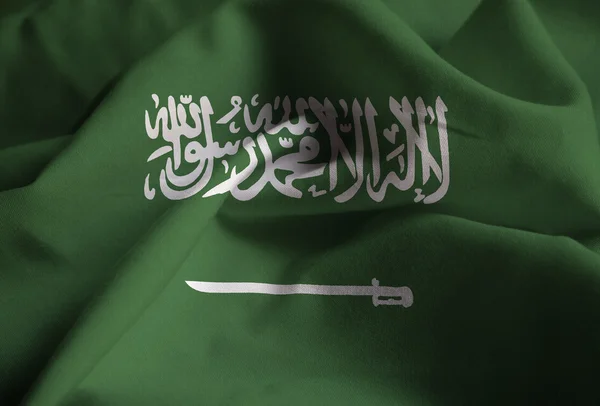 Primer plano de la bandera de Arabia Saudita con volantes, bandera de Arabia Saudita —  Fotos de Stock