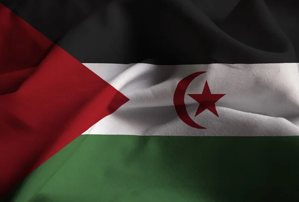 Nahaufnahme einer zerzausten Fahne der Arabischen Demokratischen Republik Sahrawi — Stockfoto