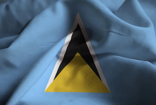 Closeup prohrábl Saint Lucia vlajky, Saint Lucia Flag — Stock fotografie