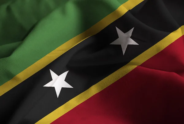 Closeup vlajky nabíranou Svatý Kryštof a Nevis — Stock fotografie