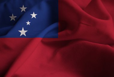 Fırfır yakalı Samoa bayrak, rüzgarda Samoa bayrak closeup