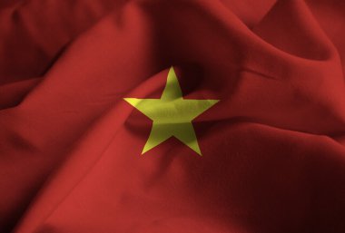 Closeup rüzgarda karıştırdı Vietnam bayrağı, Vietnam bayrağı