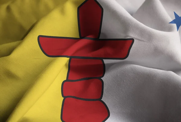 Primer plano de la bandera de Nunavut con volantes, bandera de Nunavut soplando en el viento —  Fotos de Stock