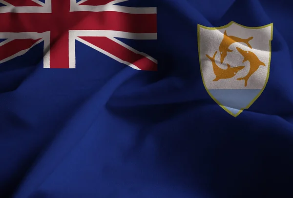 Close-up van vlag gegolfde Anguilla Anguilla vlag waait in de Wind — Stockfoto