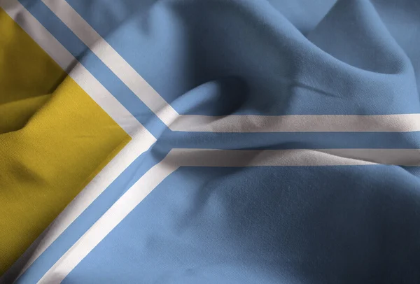 Closeup of Ruffled Tuva Flag, Tuva Bandeira soprando no vento — Fotografia de Stock