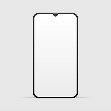 Boş ekranlı cep telefonu. Düz stil vektör akıllı telefon. Gerçekçi akıllı telefon modeli