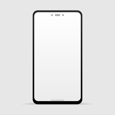 Boş ekranlı cep telefonu. Düz stil vektör akıllı telefon. Gerçekçi akıllı telefon modeli