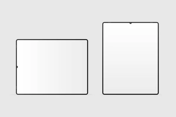現実的な現代の黒のタブレットのモックアップ 現代のタブレットの空白の画面 フラットスタイルベクトルタブレットコンピュータ — ストックベクタ