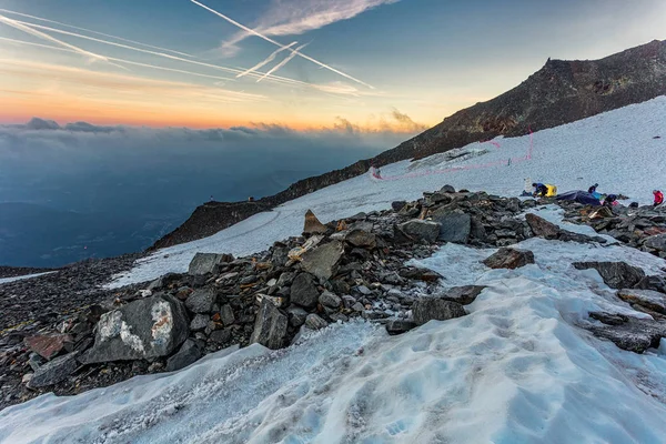 Mont Blanc Giderken Kamp Telifsiz Stok Fotoğraflar