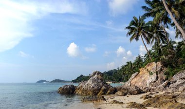 boş plaj kum ve taş Tayland Koh Samui