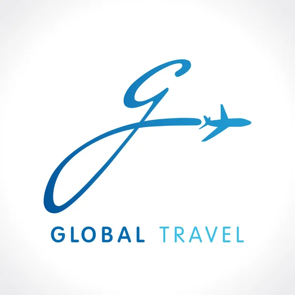 G voar logotipo da empresa de viagens — Vetor de Stock