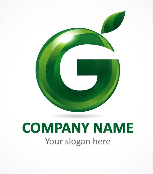 Letter G green apple abstract brandname sign. — Stock Vector