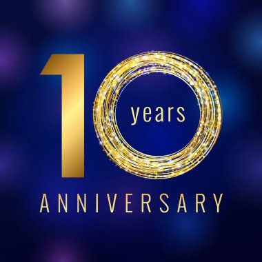 Yıldönümü 10 yıl sayı altın vektör logosu.