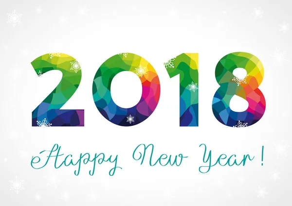 2018 facet gekleurde nieuwjaarskaart — Stockvector