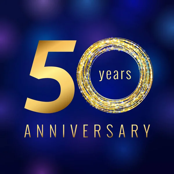 Výročí 50 let číslo zlaté barevné vektorové logo. — Stockový vektor