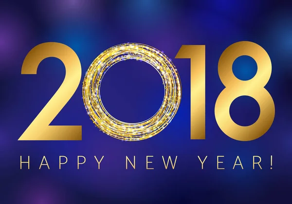 Новий рік 2018 Золотий колір Векторний логотип . — стоковий вектор