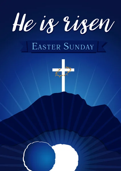 Easter sunday holy week calvary tomb banner — Stock Vector
